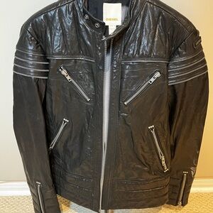 Diesel Black Leather Moto Jacket